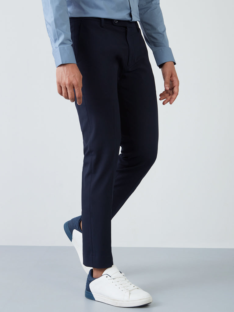 Buy WES Formals Light Grey Slim Fit Trousers from Westside